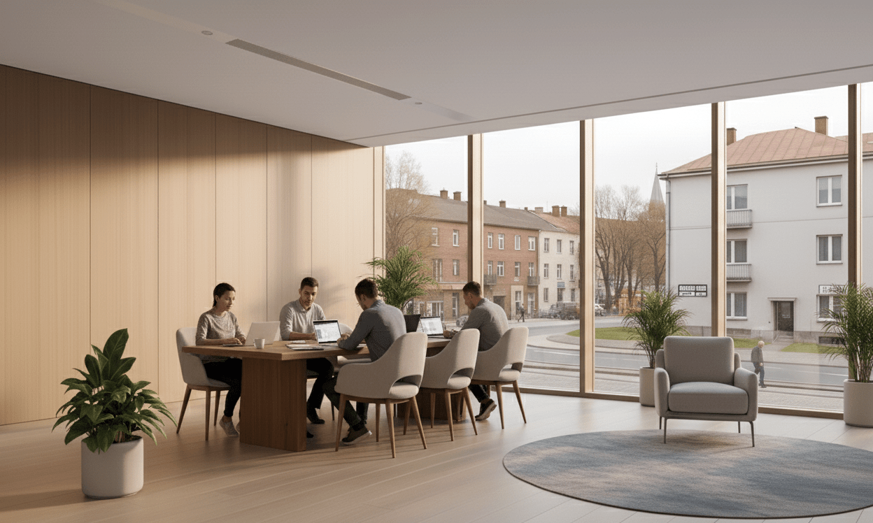 Nowoczesna klimatyzacja kanałowa w biurze po remoncie