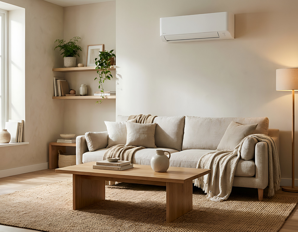 Klimatyzator na ścianie w salonie