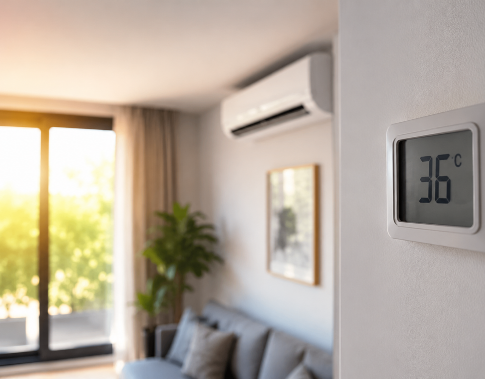 Klimatyzacja słabo chłodzi podczas upałów w nowoczesnym salonie